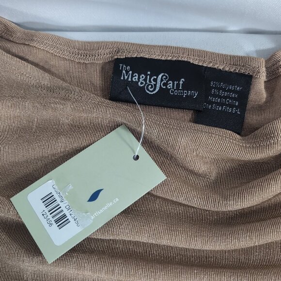 Magic Scarf Company Tan Beige Long Sleeve Shirt Tunic One Size S-L Asymmetrical - Picture 5 of 14